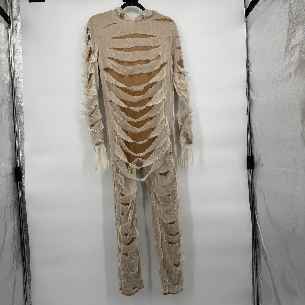 Mummy Costume Hooded Jumpsuit Distressed Goth Grunge Halloween S - Picture 8 of 8